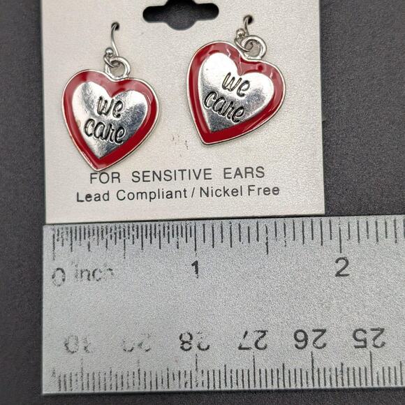 Hope Collection Heart Earrings Dangle Silver Tone Sensitive Nickel Free We Care - Picture 5 of 5